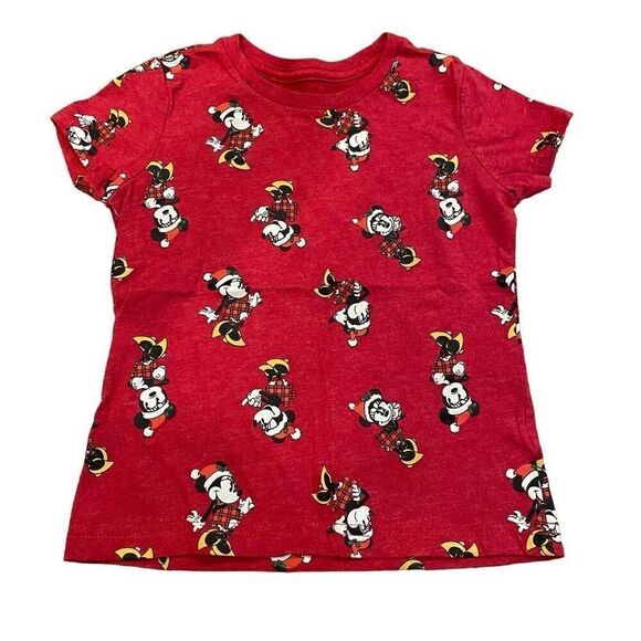 Disney Minnie Mouse Red Christmas Holiday Tee Children’s Size XS 4 - Picture 1 of 8